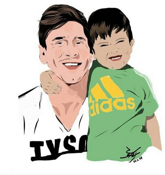 barca_wags_fans dedica un ritratto a Messi e a suo figlio
